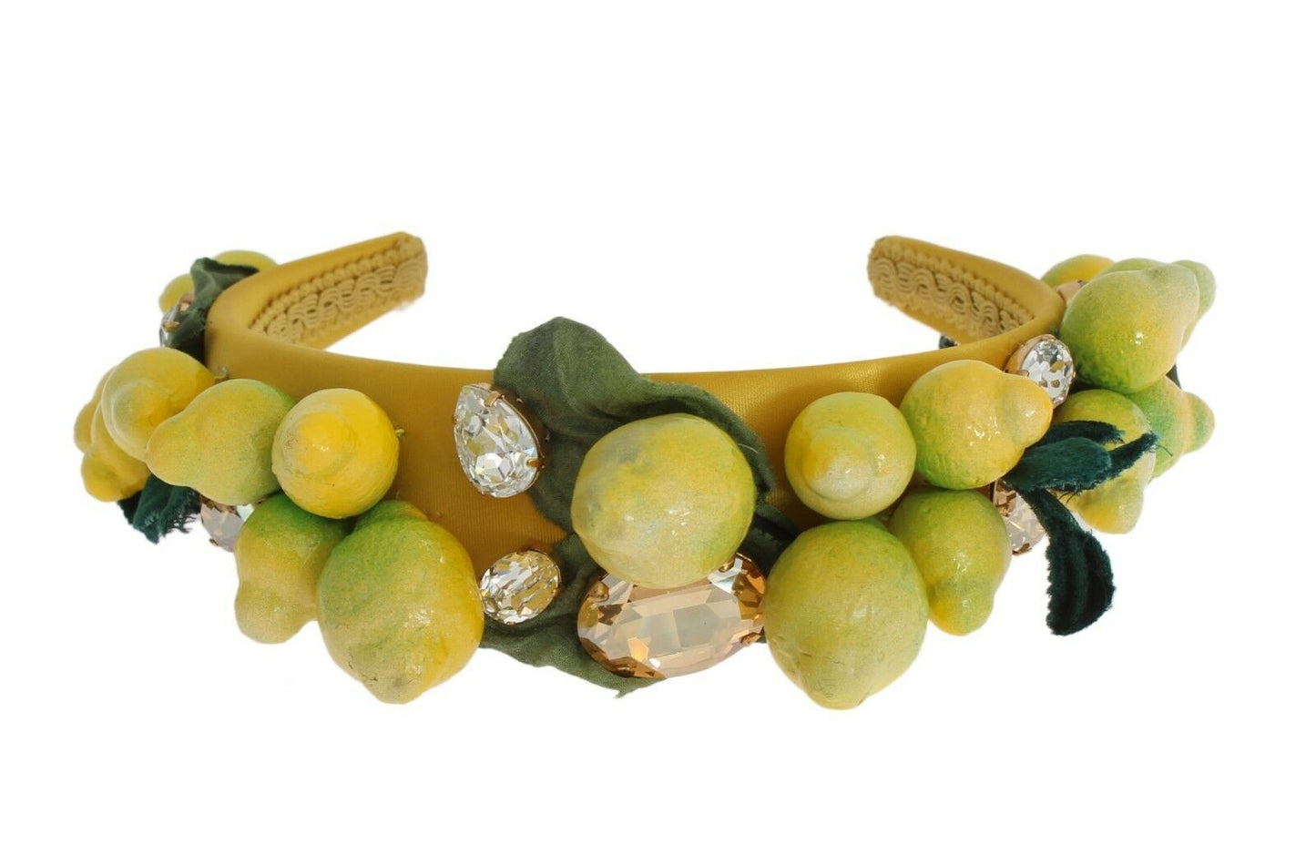 Yellow Sicily Lemon Crystal Floral Diadem Stirnband