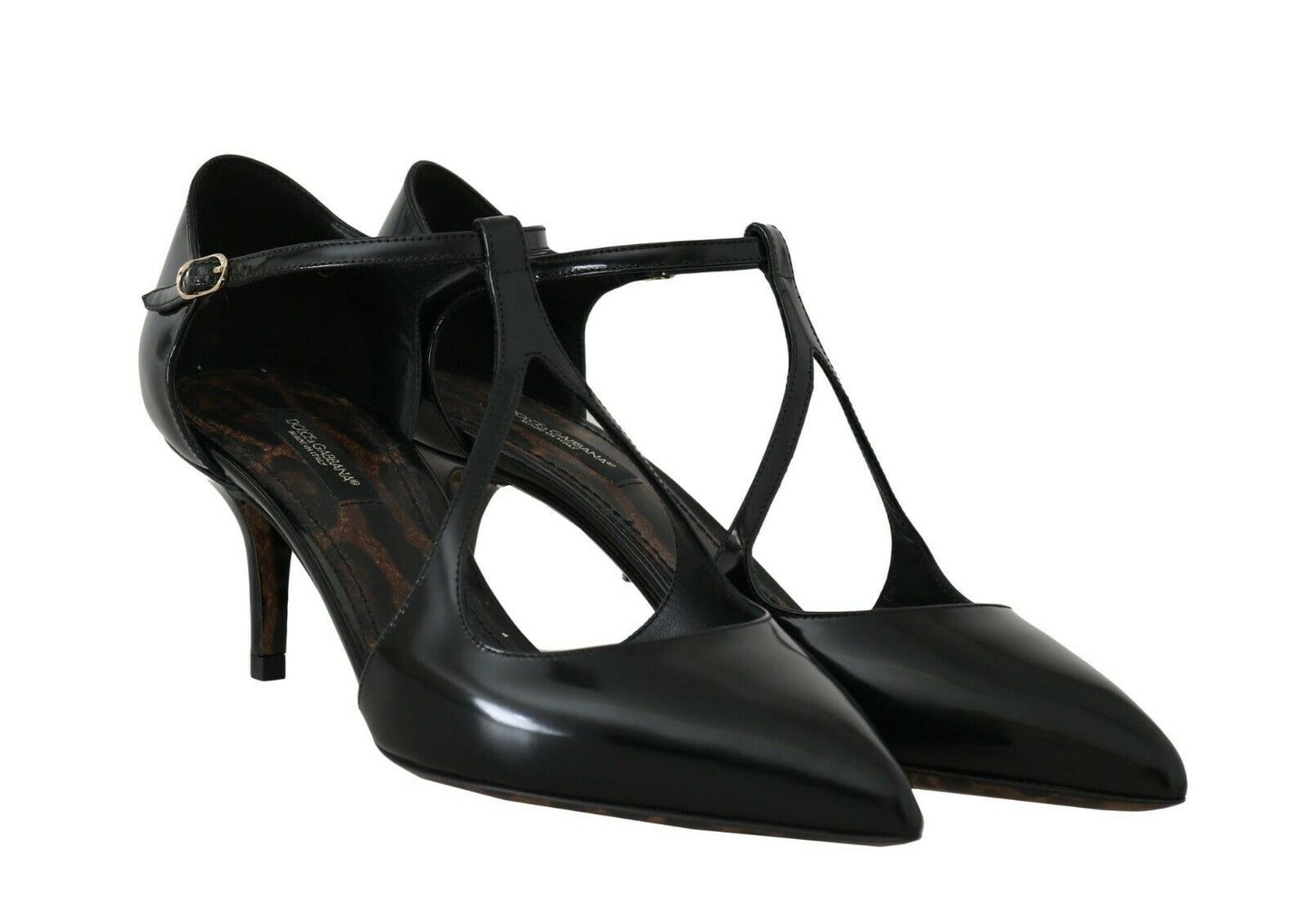 Schwarze T-Riemen-Sandalen aus Leder