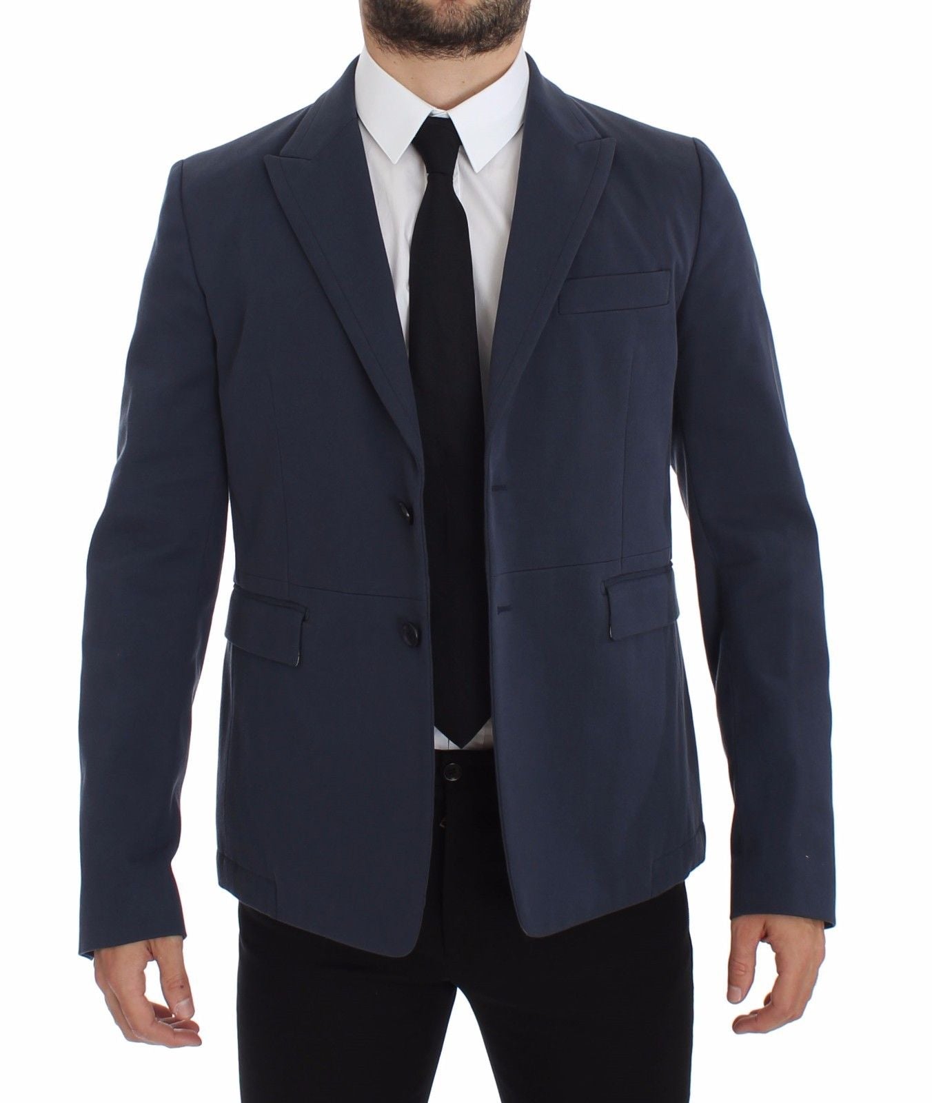 Blauer Baumwoll-Stretch-Blazer