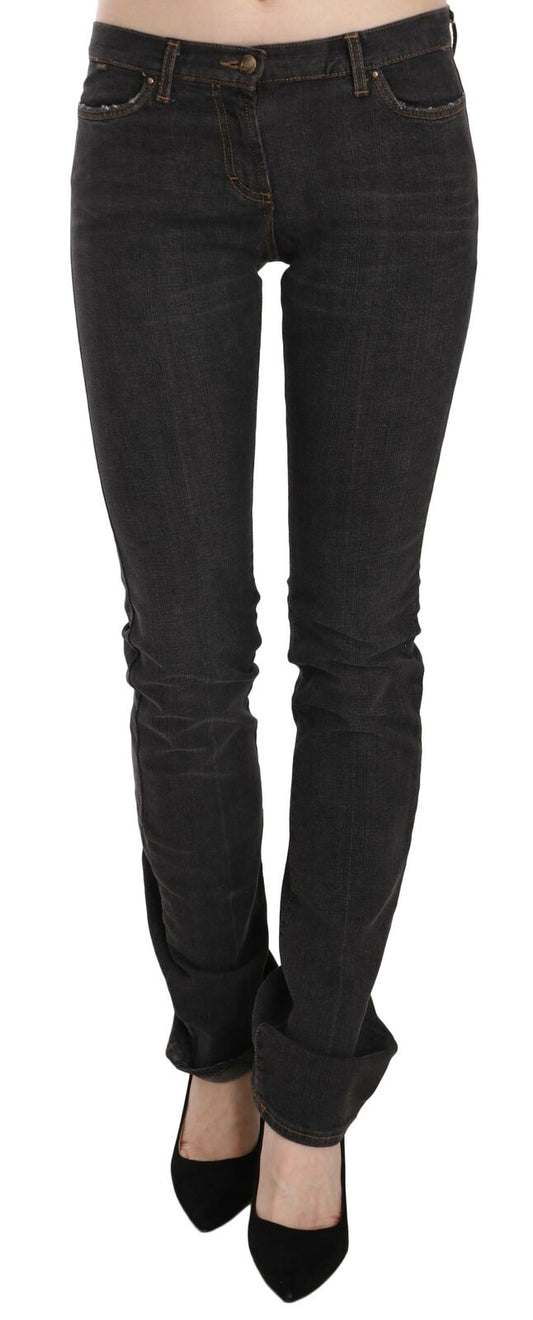 Schwarze Skinny-Denim-Hose mit niedriger Taille Hose Jeans