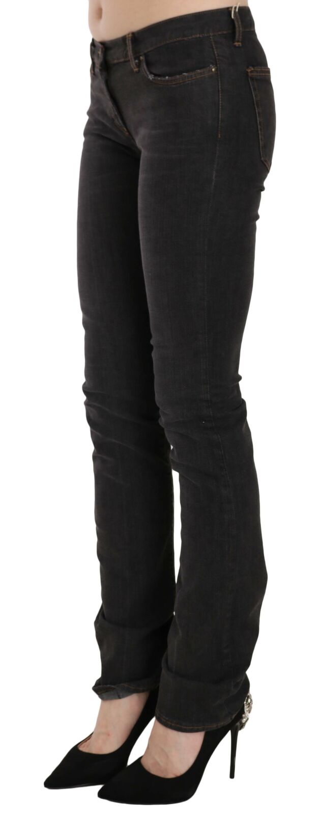 Schwarze Skinny-Denim-Hose mit niedriger Taille Hose Jeans