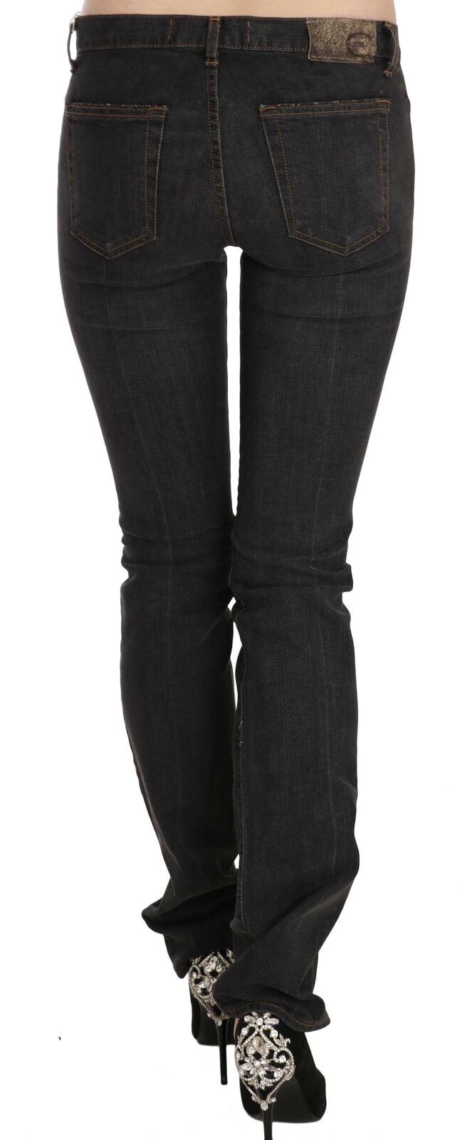 Schwarze Skinny-Denim-Hose mit niedriger Taille Hose Jeans