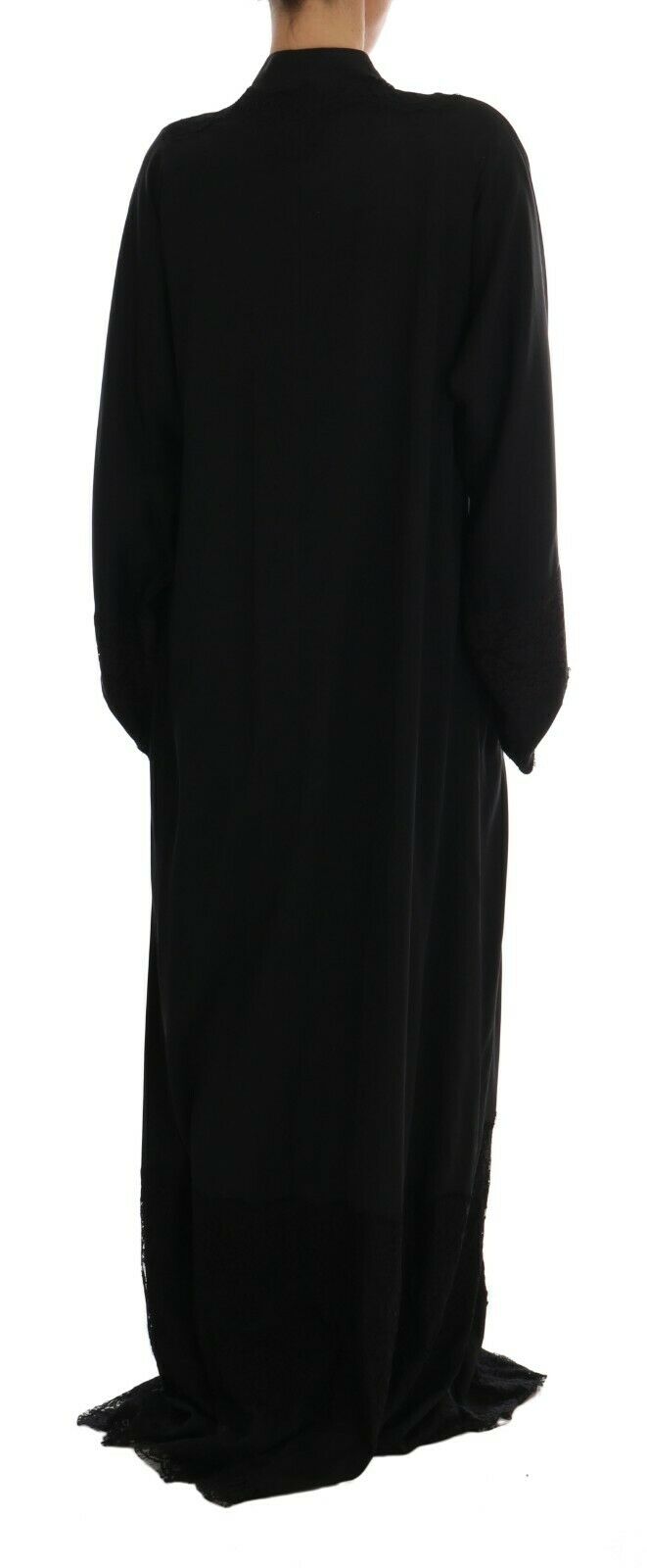 Schwarzer Seiden-Ricamo-Kaftan Abaya-Kleid