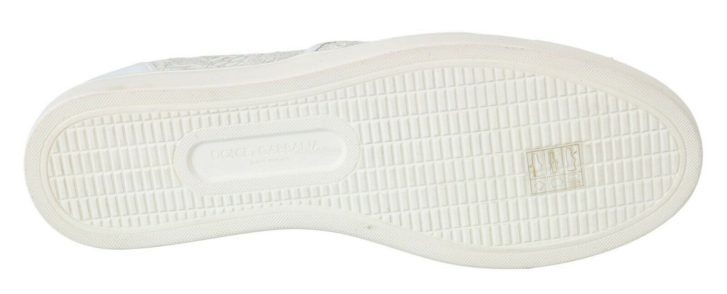 Weiße Leder Spitze Slip On Loafers Schuhe