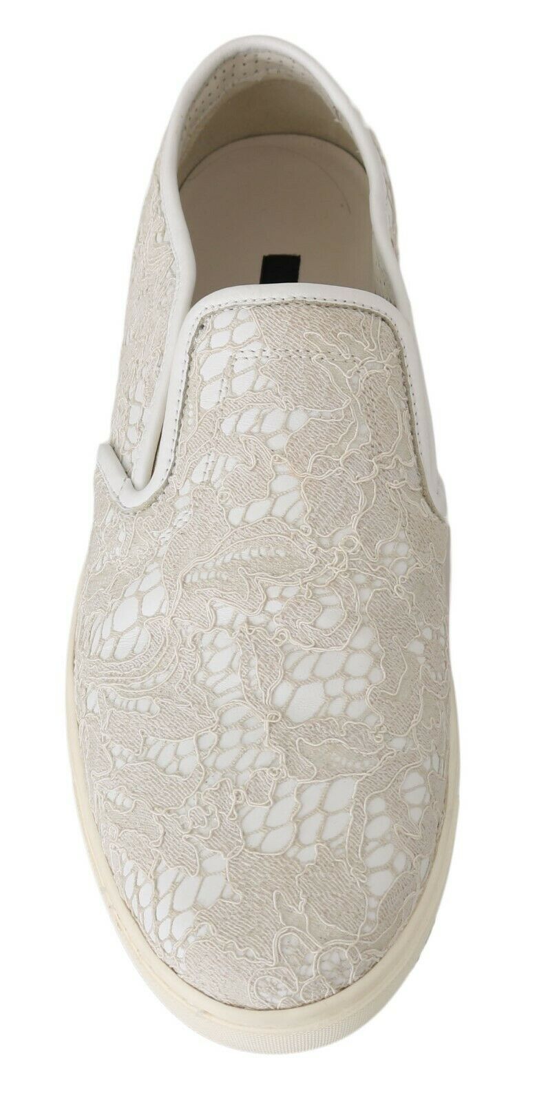 Weiße Leder Spitze Slip On Loafers Schuhe