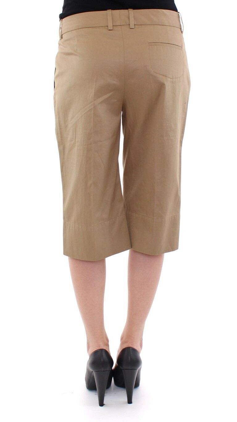 Beige Solid Cotton Shorts Hosen