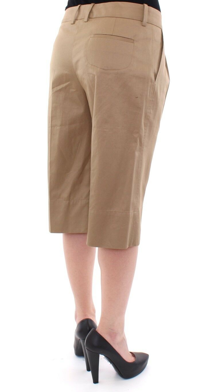 Beige Solid Cotton Shorts Hosen