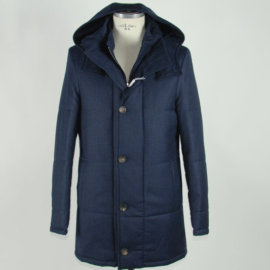 Blaue Wolle Piana Stoff Jacke Mantel