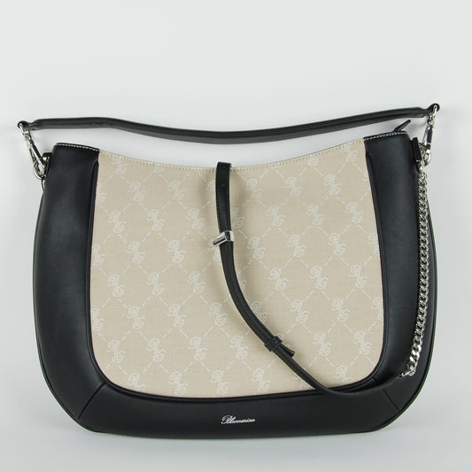 Schwarze Tasche mit beigem Einsatz