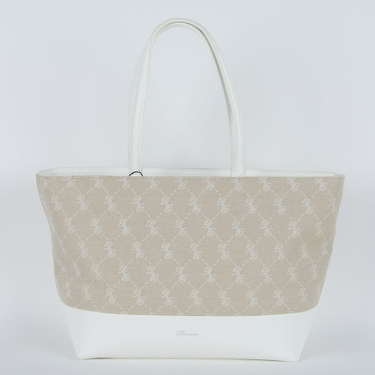 Weiß/Beige Einkaufstasche