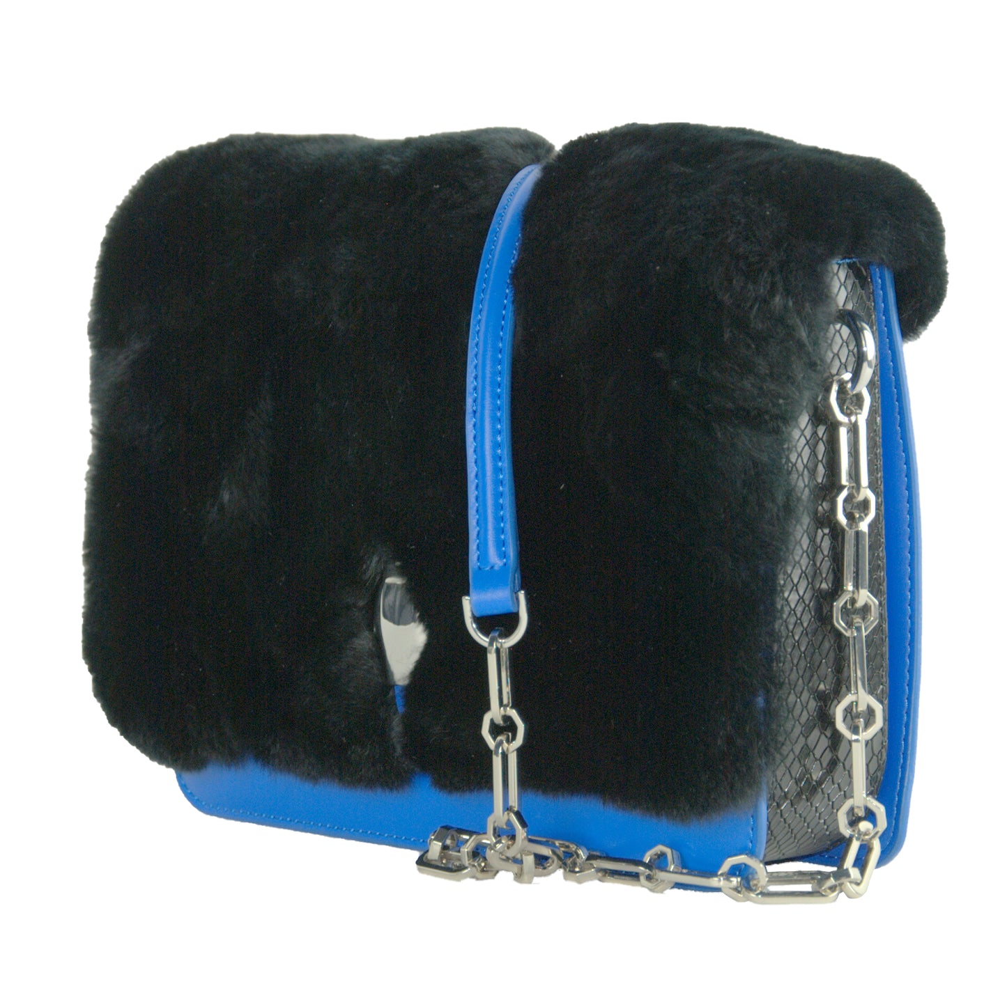 Blaue Leder & Pelz Milano Umhängetasche