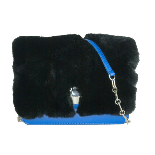 Blaue Leder & Pelz Milano Umhängetasche