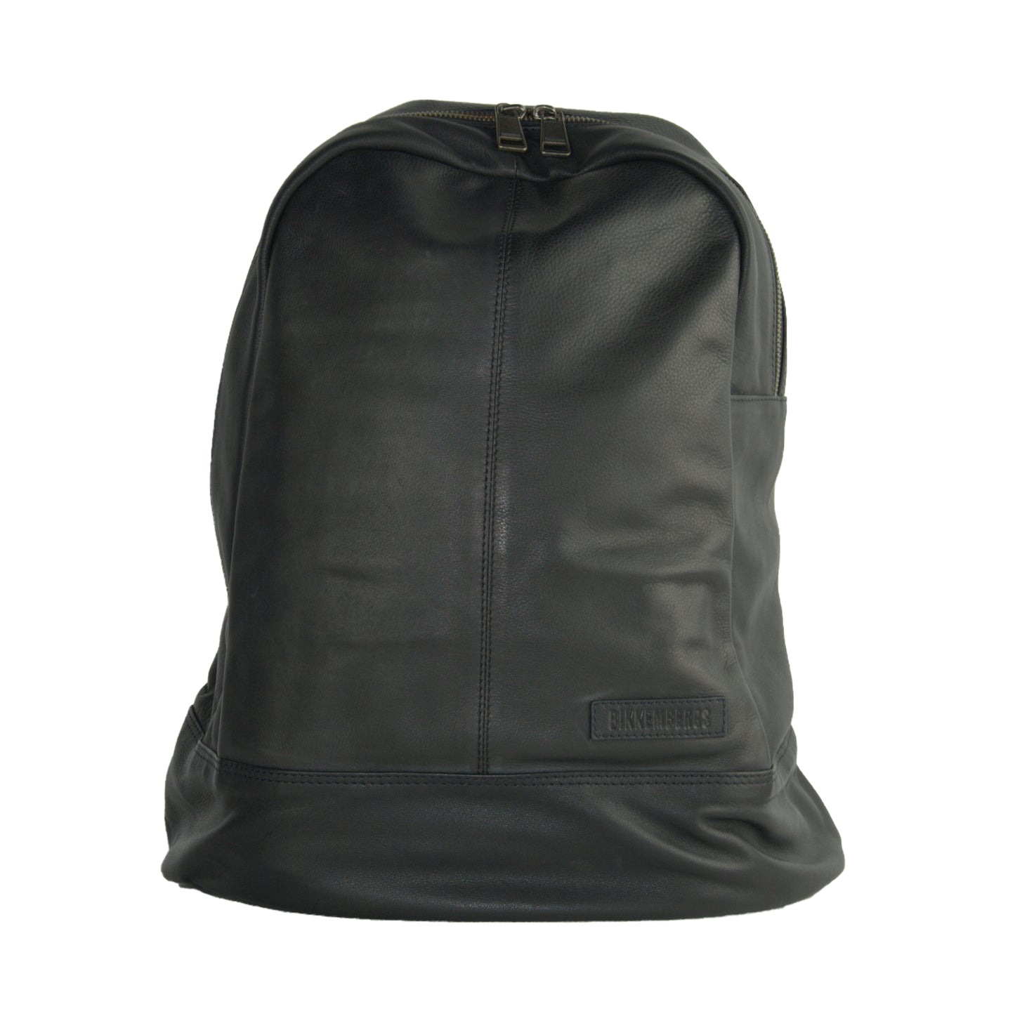 Schwarzer Rucksack aus weichem Leder mit Zip-Verschluss