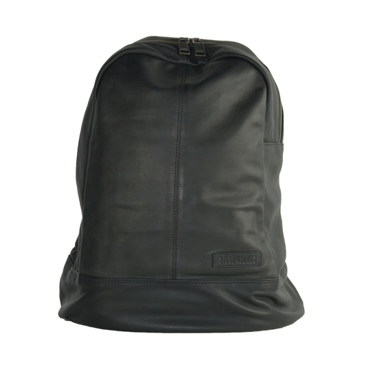Schwarzer Rucksack aus weichem Leder mit Zip-Verschluss