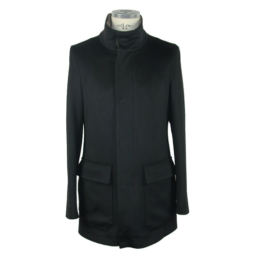 Schwarze Wolljacke Mantel