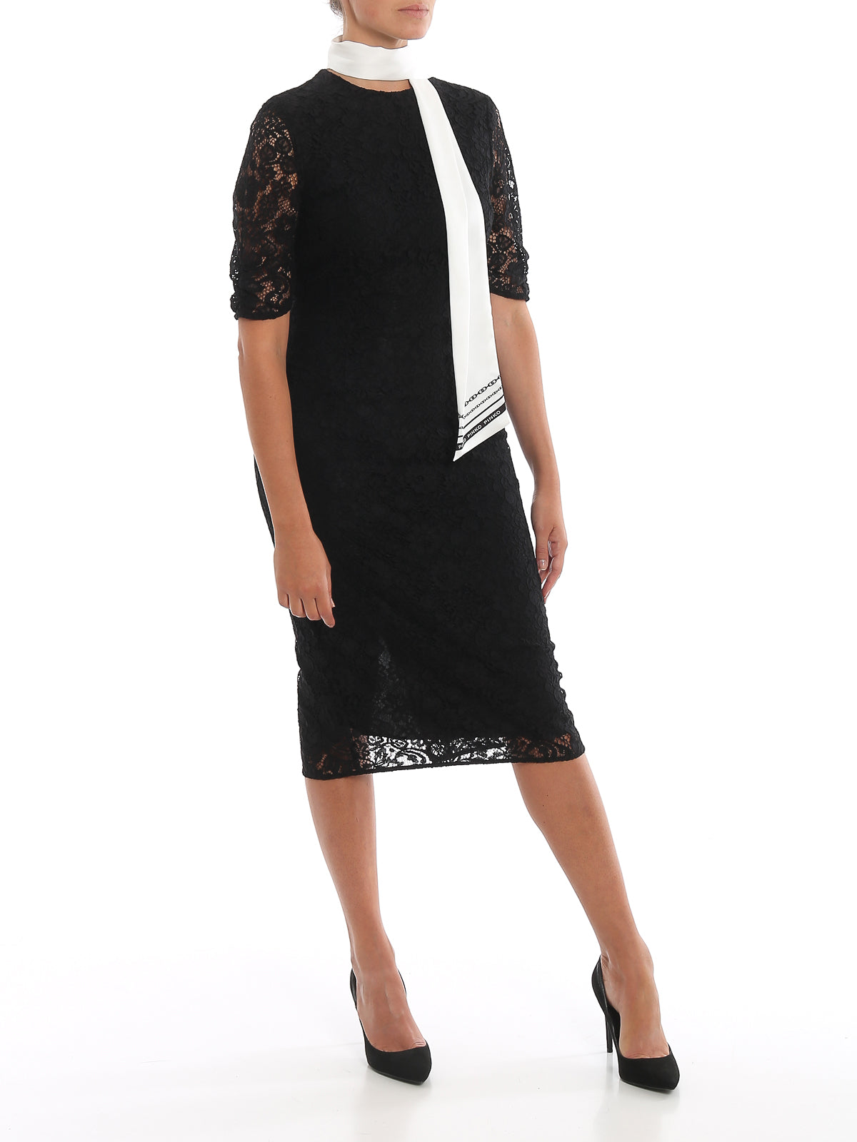 Schwarzes Kleid aus Polyamid, Viskose und Baumwolle