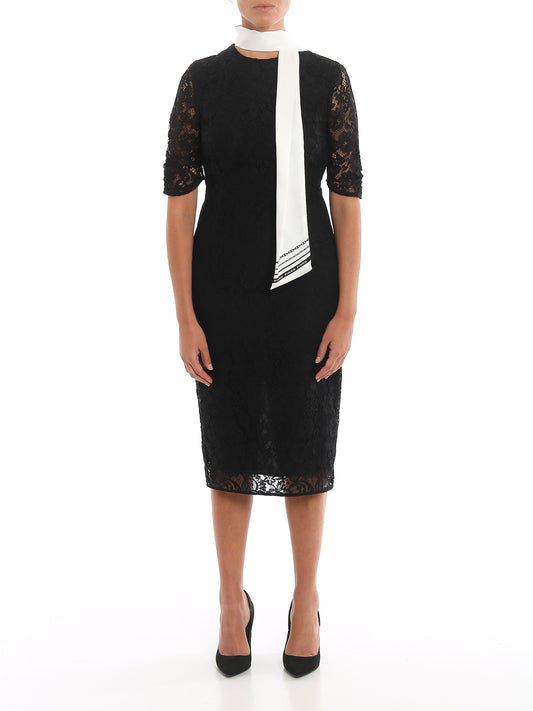 Schwarzes Kleid aus Polyamid, Viskose und Baumwolle