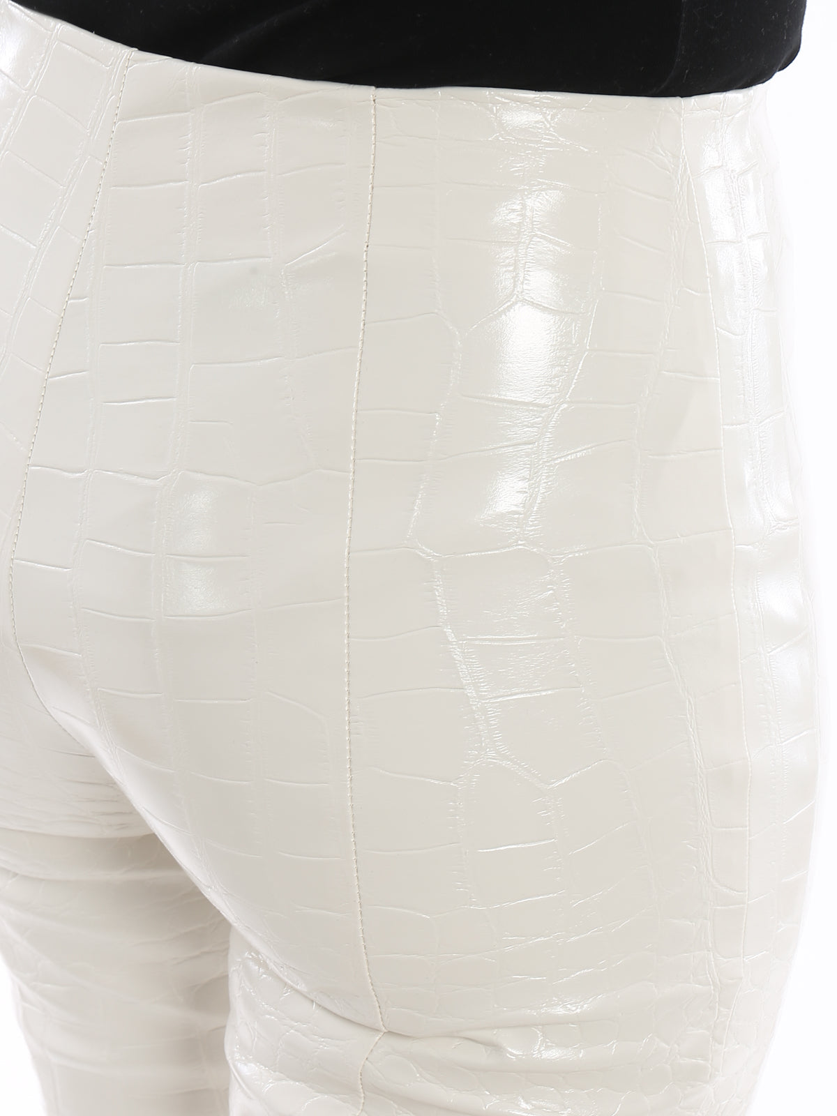 Weiße Polyester Jeanshose mit Krokodilmuster