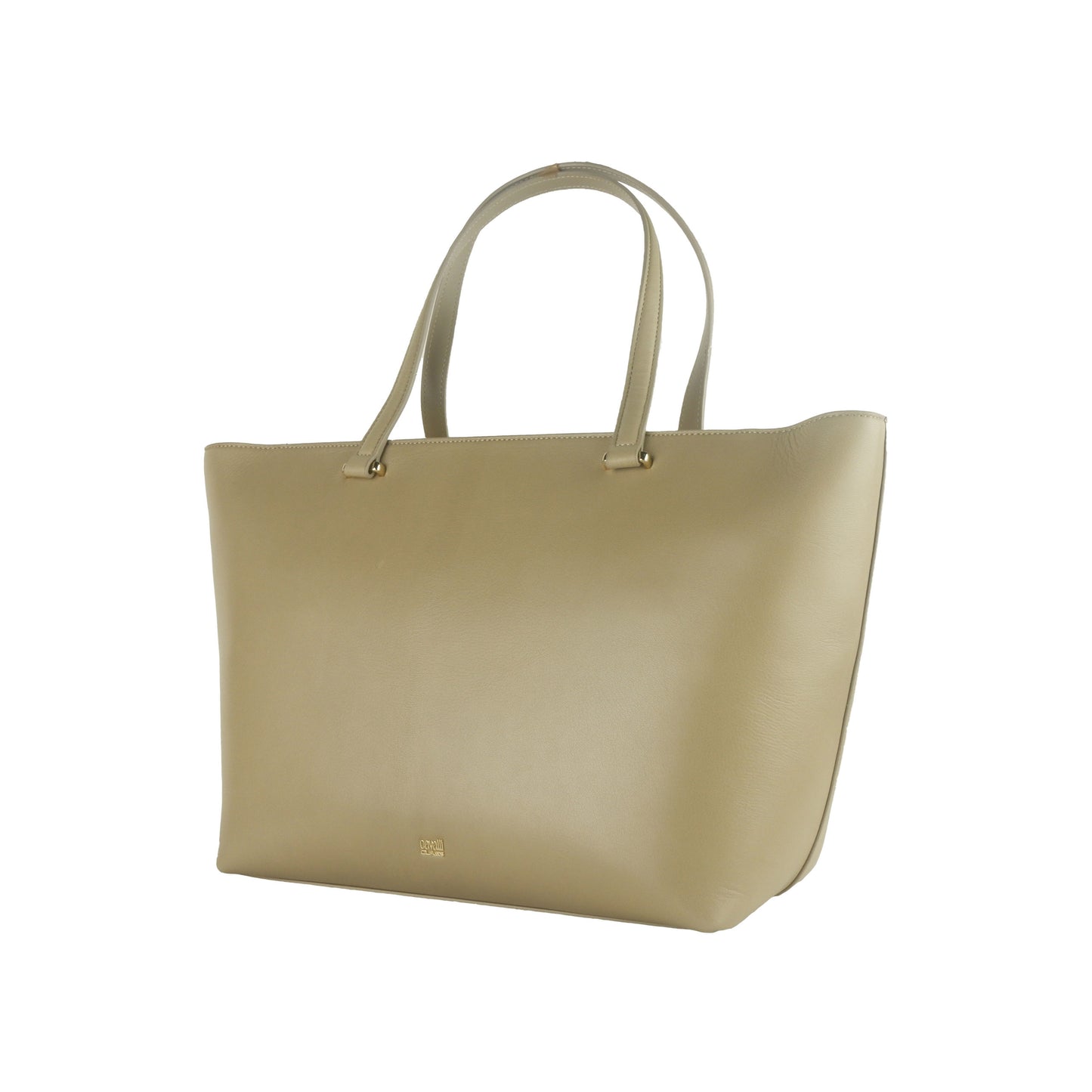 Braune Kalbsleder-Umhängetasche in Taupe