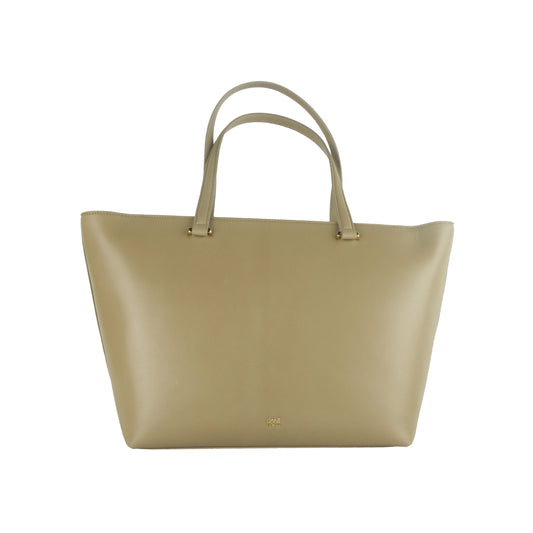 Braune Kalbsleder-Umhängetasche in Taupe