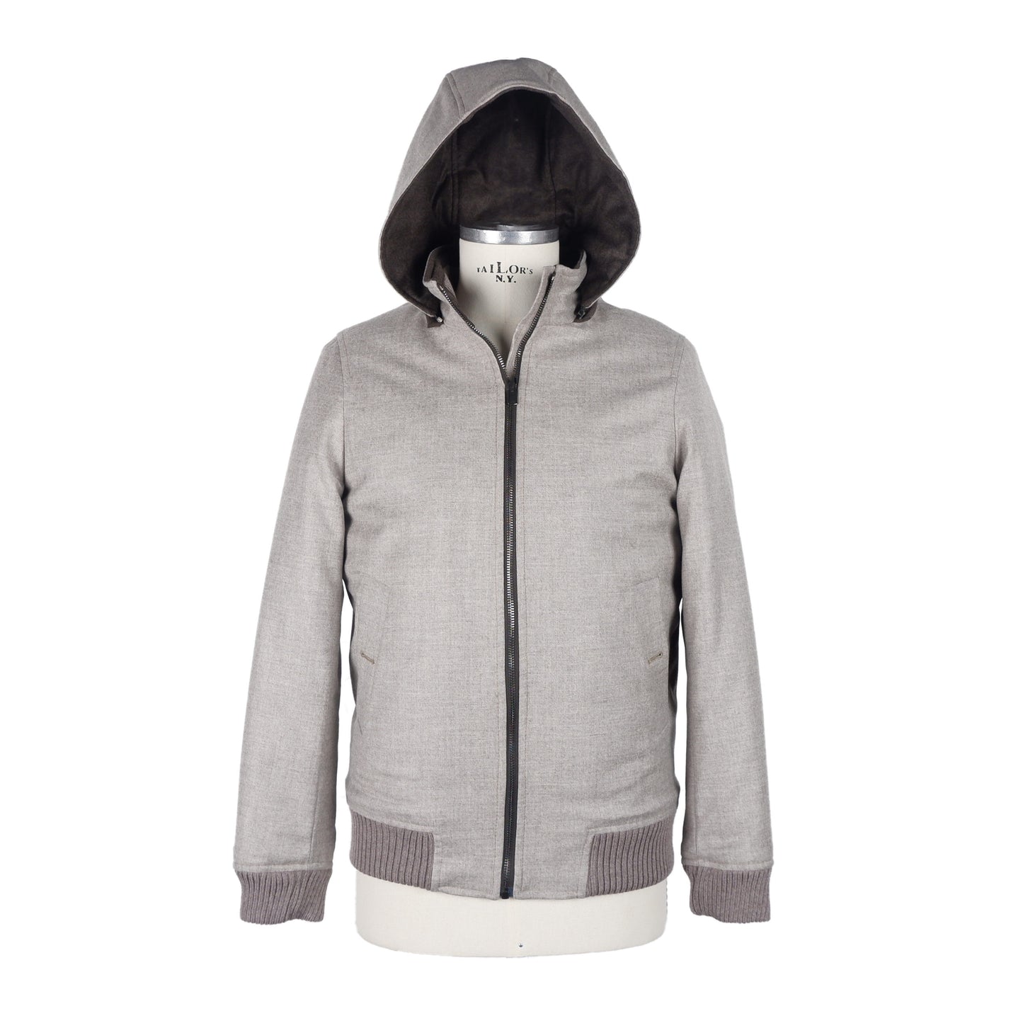 Braune Jacke mit Kapuze aus Wolle