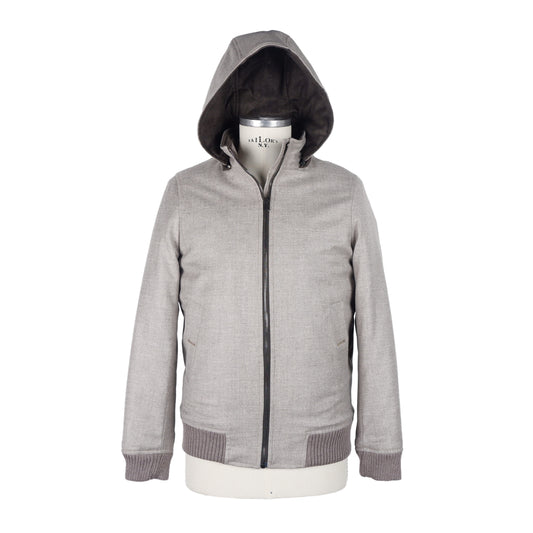 Braune Jacke mit Kapuze aus Wolle