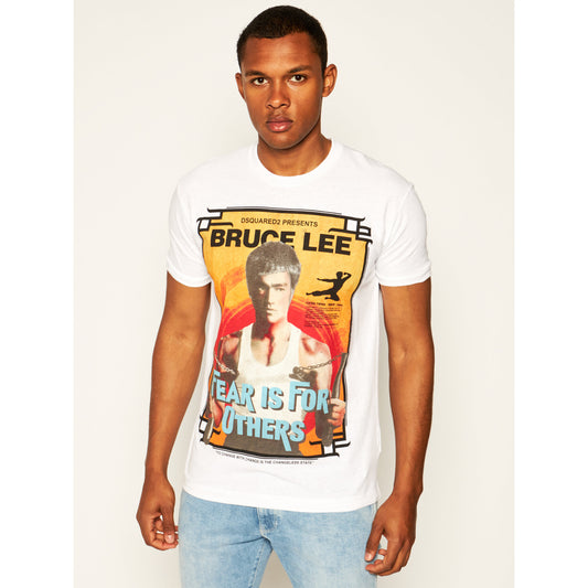 Weißes T-Shirt mit "Bruce Lee"-Aufdruck aus Baumwolle