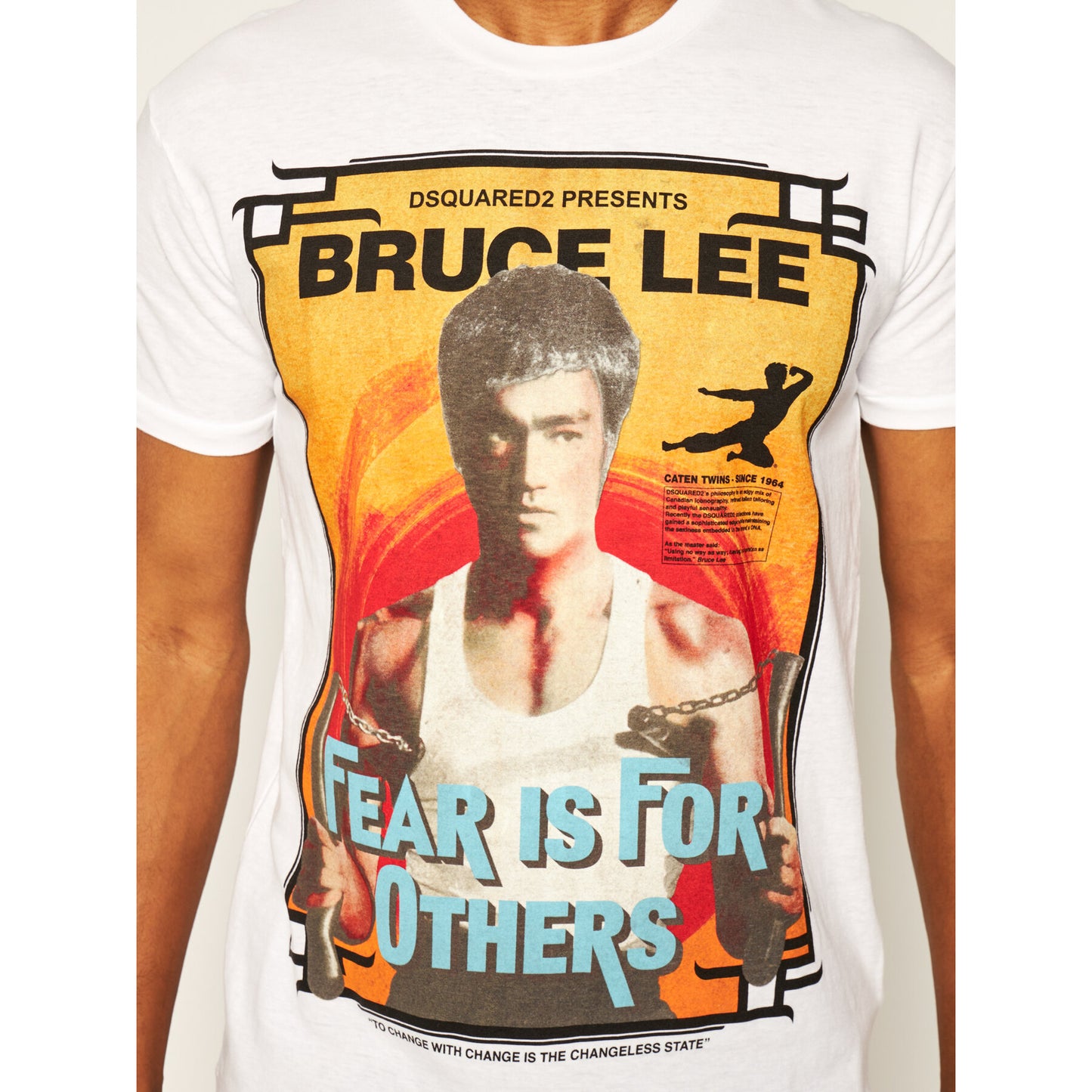 Weißes T-Shirt mit "Bruce Lee"-Aufdruck aus Baumwolle