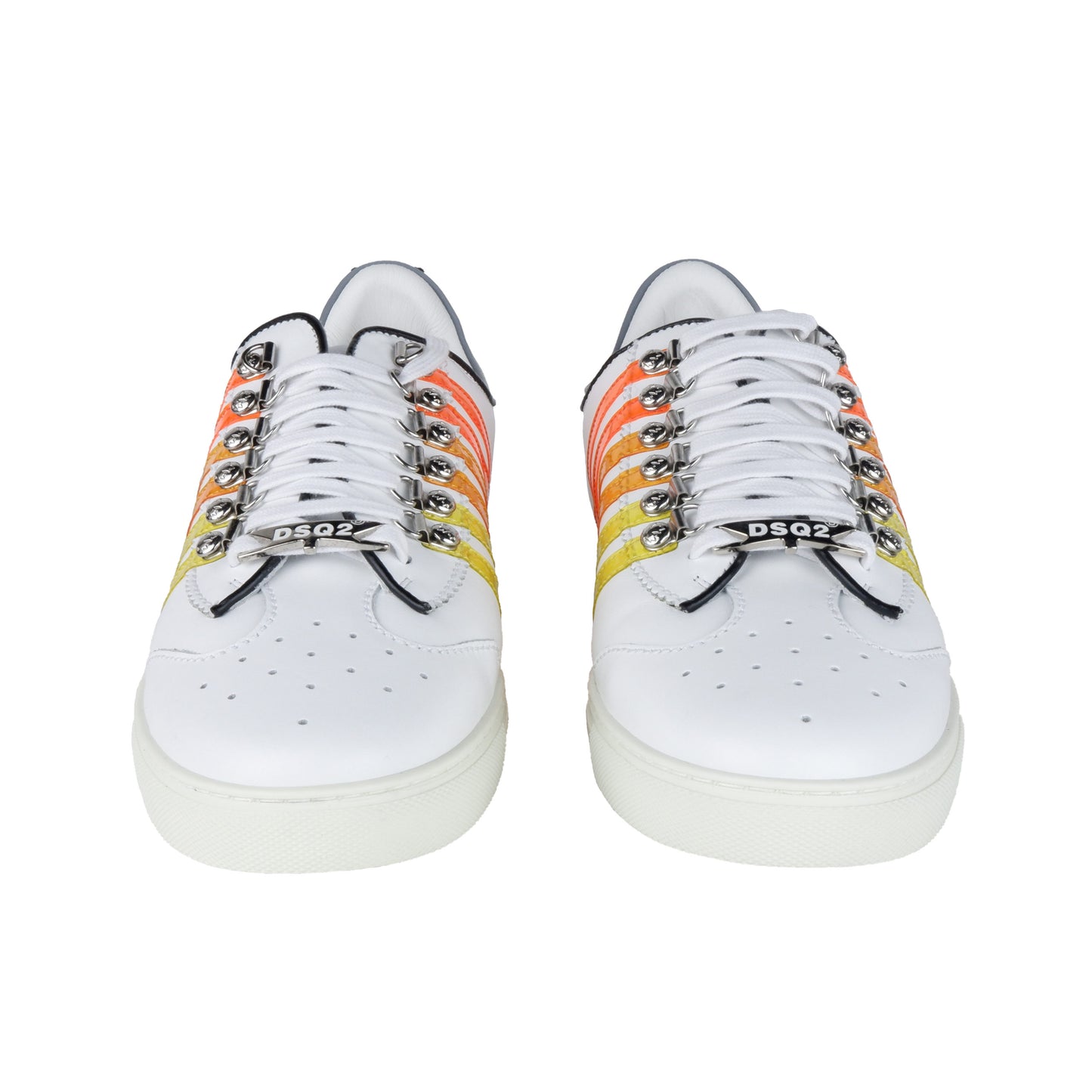 Weiße Kalbsleder Schnürsenkel Low Sneakers