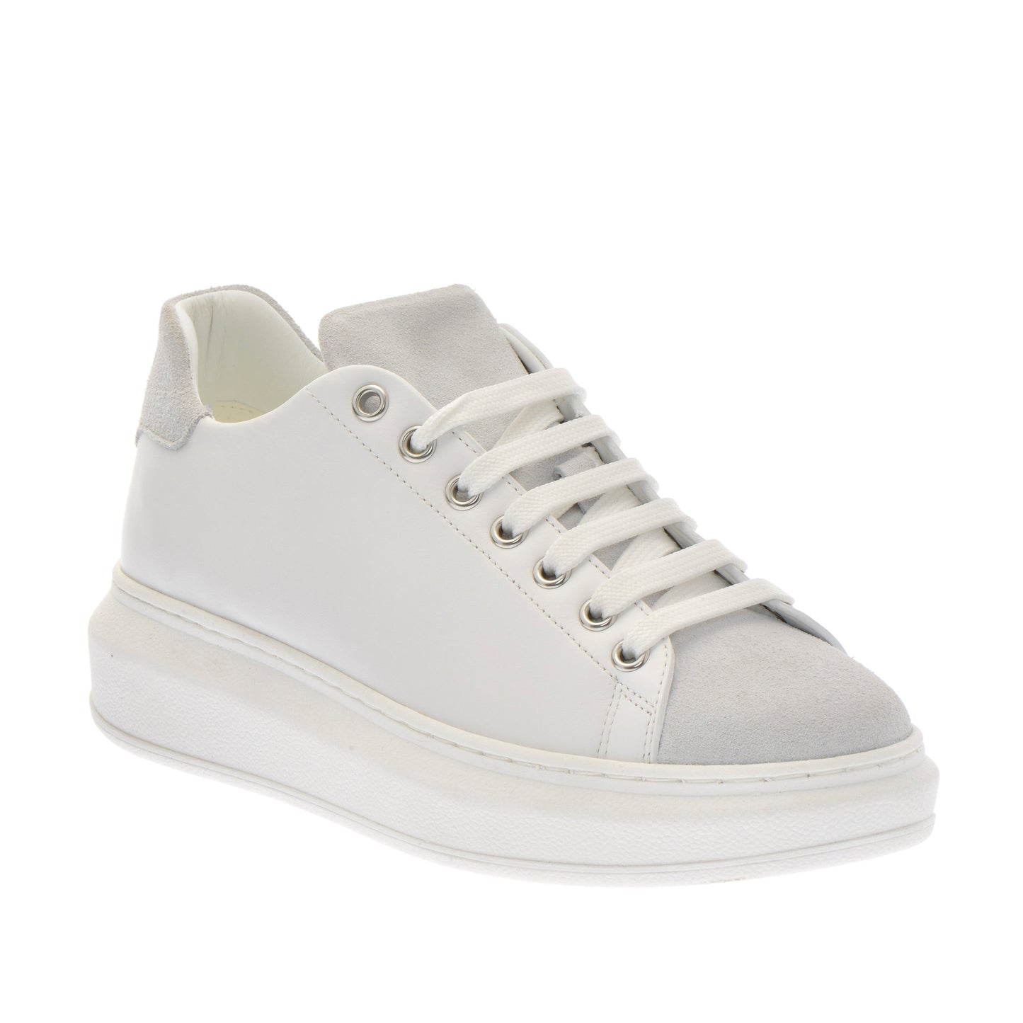 Weiße Kalbsleder Freizeitschuhe