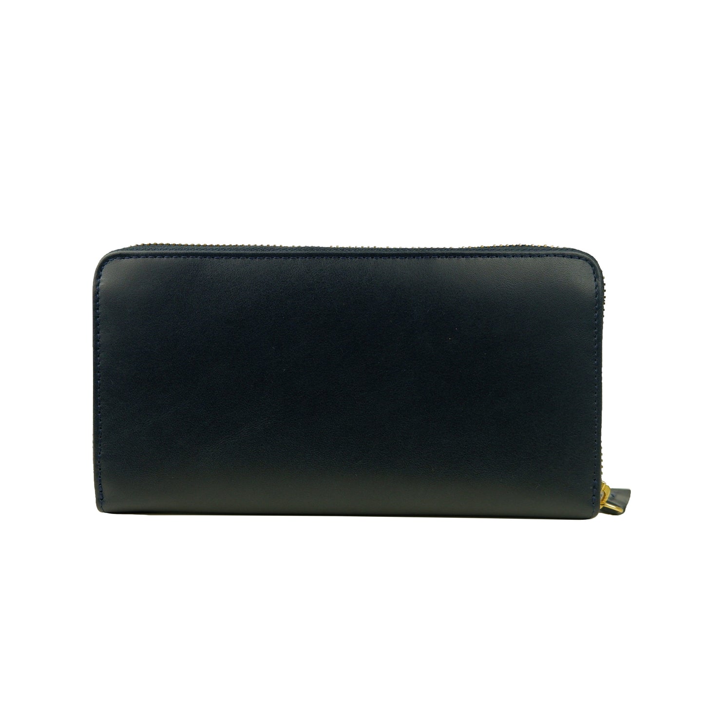 Dunkelblaues Kalbsleder Portemonnaie mit Zip-Verschluss