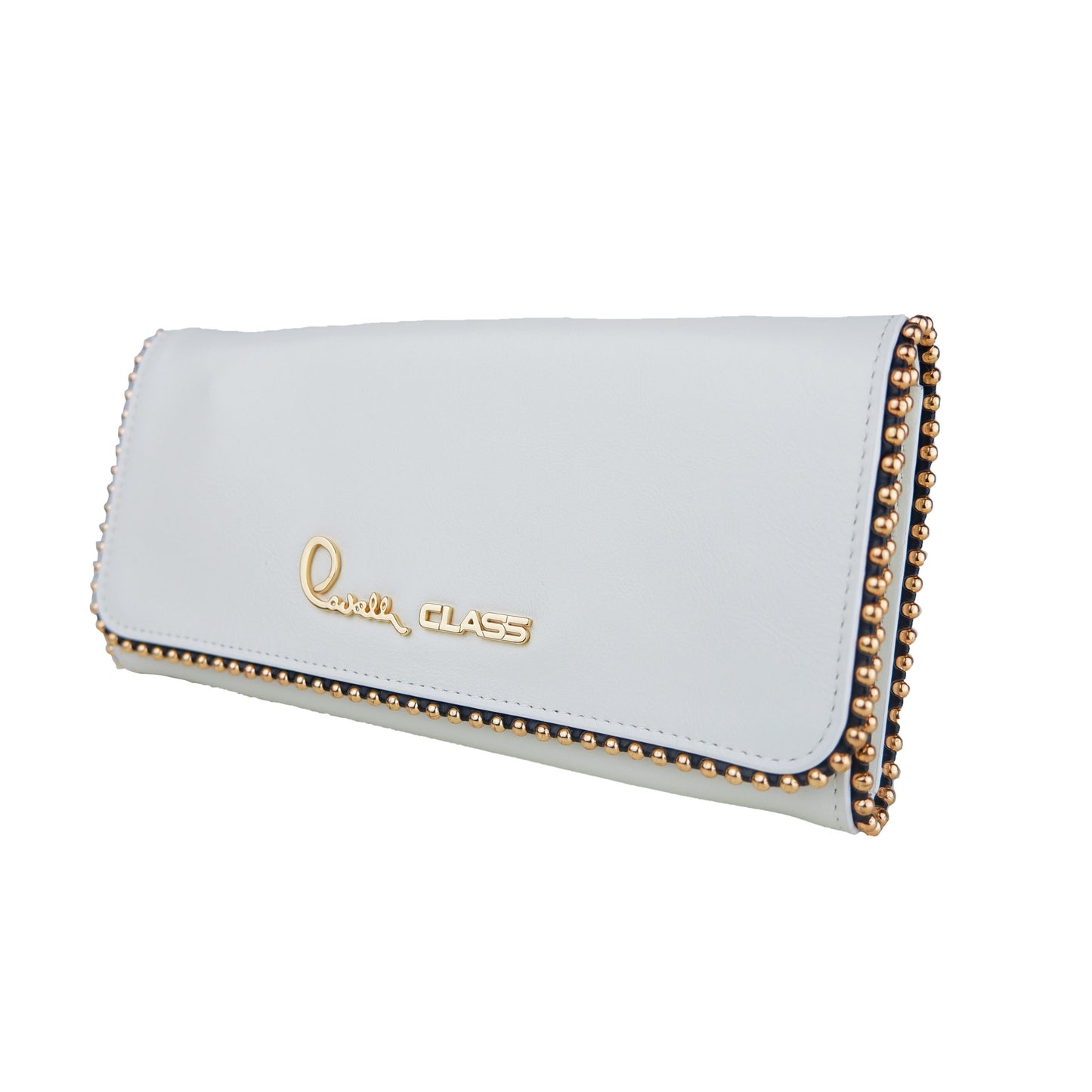 Weiße Kalbsleder Umhängetasche mit Clip-Verschluss