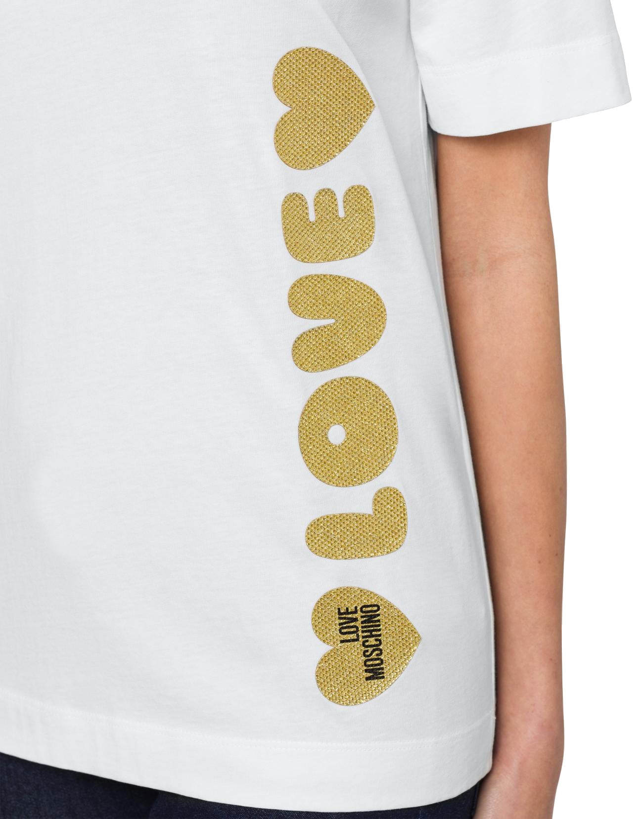 Weißes T-Shirt mit Logodruck aus Baumwolle und normaler Passform